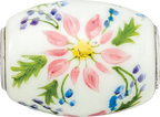 Ster.Silver Reflections Hand Paint Berries & Blossoms Fenton Glass Bead