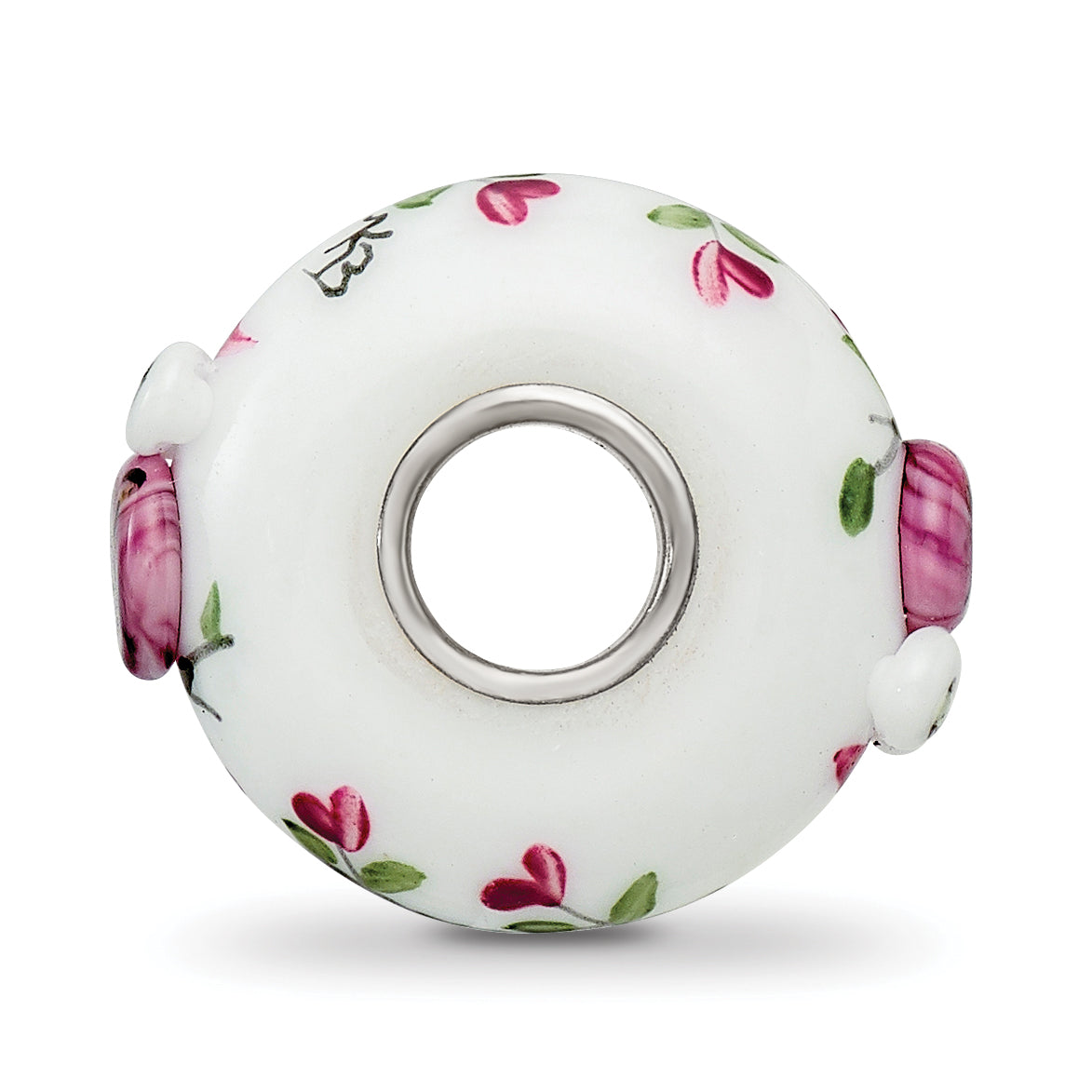 Ster.Silver Reflections Hand Painted Two Hoots For You Fenton Glass Bead Secondary image