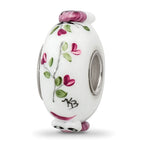 Ster.Silver Reflections Hand Painted Two Hoots For You Fenton Glass Bead