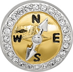 Sterling Silver Reflections Gold Tone CZ Moveable Compass Bead