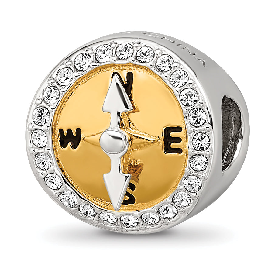 Sterling Silver Reflections Gold Tone CZ Moveable Compass Bead Main image