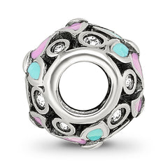Sterling Silver Reflections Pink & Blue Enameled CZ Butterfly Bead