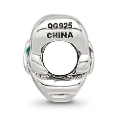 Sterling Silver Reflections Purple & Green Enameled CZ Butterfly Bead