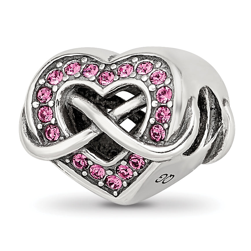 Sterling Silver Reflections Crystal Infinity Symbol in Heart Bead Main image
