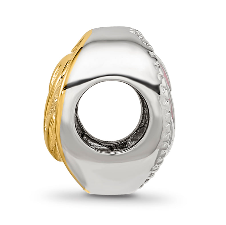 Sterling Silver Reflections Pink Enameled, Yellow IP-Plated CZ Swans Bead Secondary image