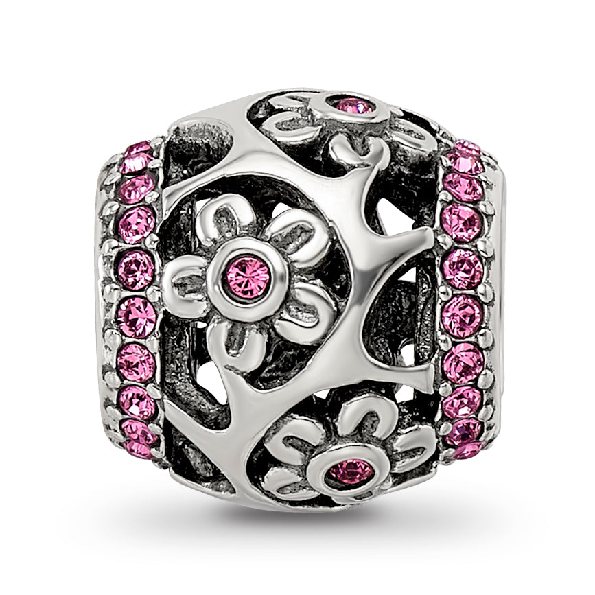 Sterling Silver Reflections Crystal Flowers Bead