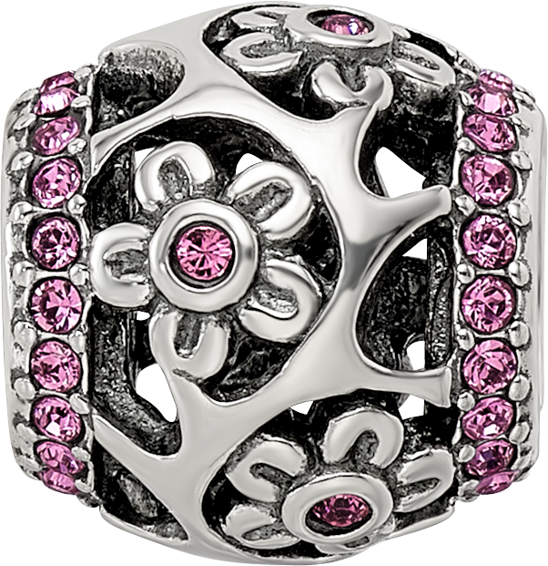 Sterling Silver Reflections Crystal Flowers Bead