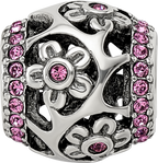 Sterling Silver Reflections Crystal Flowers Bead