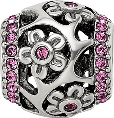 Sterling Silver Reflections Crystal Flowers Bead