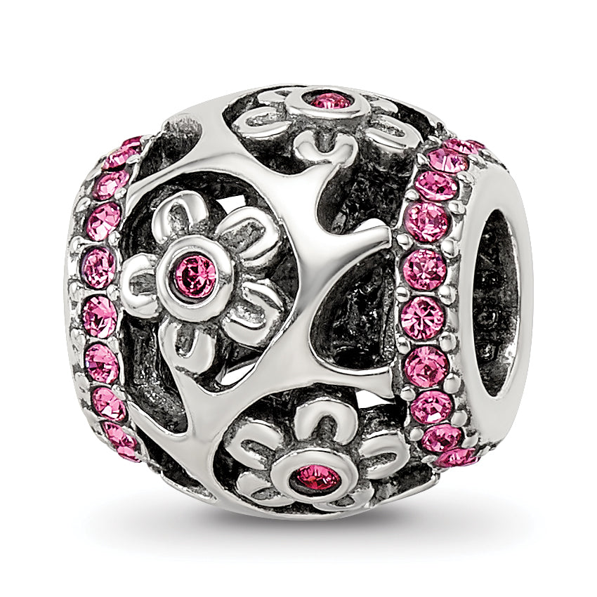Sterling Silver Reflections Crystal Flowers Bead