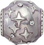 Sterling Silver Reflections Lavender Enamel & Crystal Star Bead