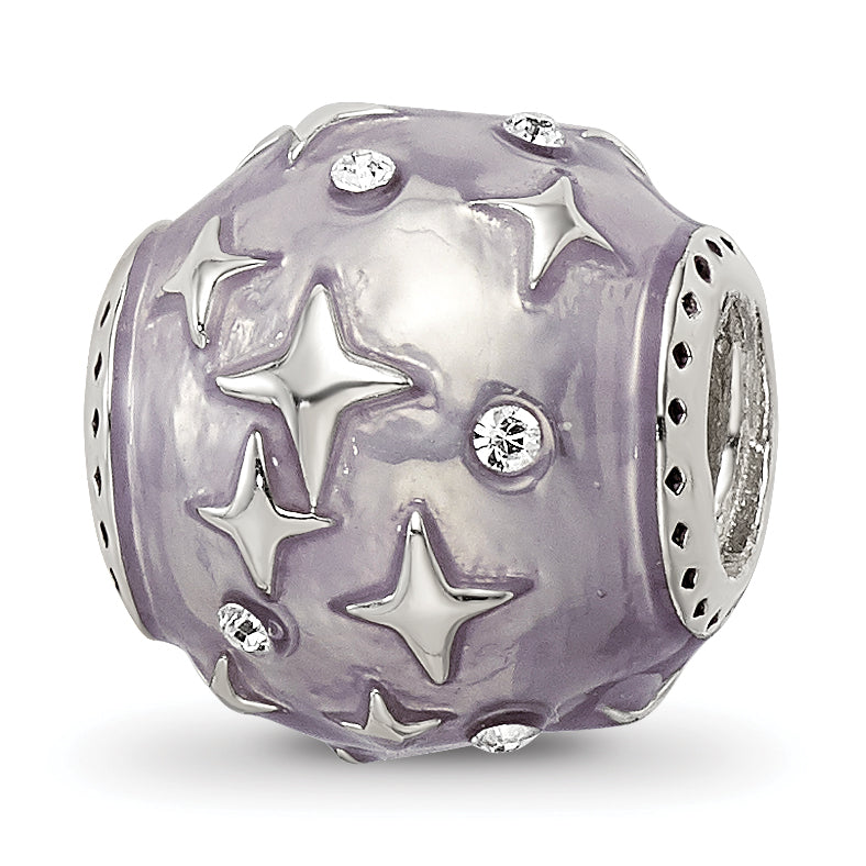 Sterling Silver Reflections Lavender Enamel & Crystal Star Bead Main image