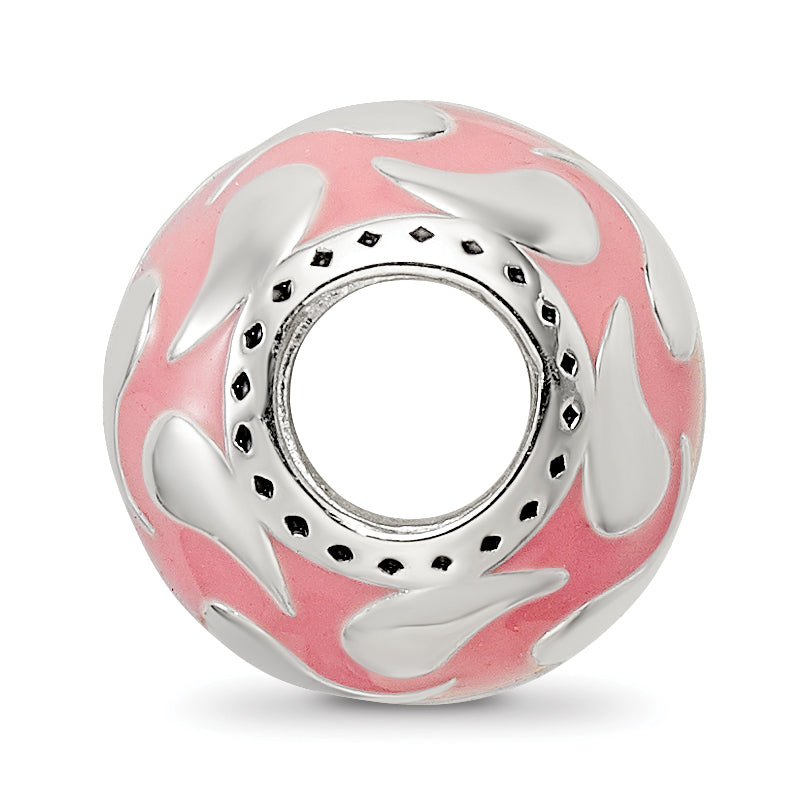 Sterling Silver Reflections Pink Enameled & Silver IP-Plated Bead Secondary image