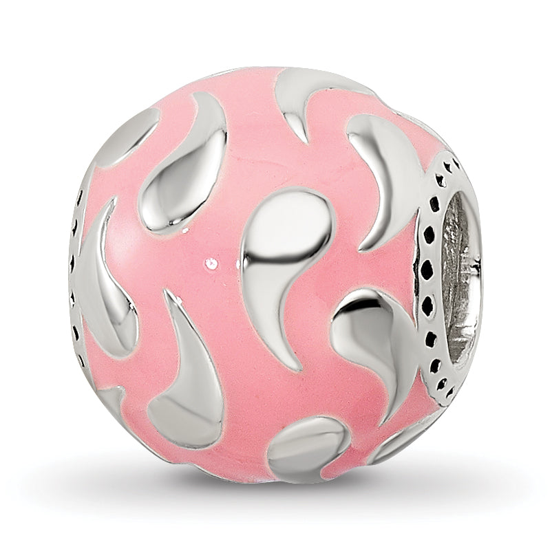 Sterling Silver Reflections Pink Enameled & Silver IP-Plated Bead Main image