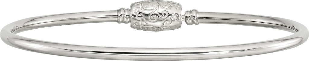 Reflection Beads Sterling Silver Bangle with Silver Clasp Bead