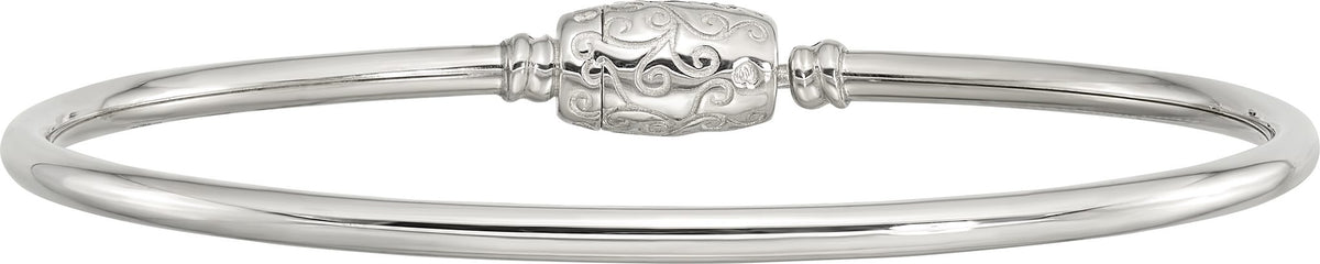 Reflection Beads Sterling Silver Bangle with Silver Clasp Bead