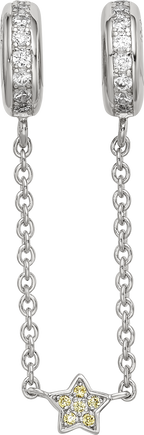 Sterling Silver Reflections Rhodium-plated 3in Security Chain CZ Beads