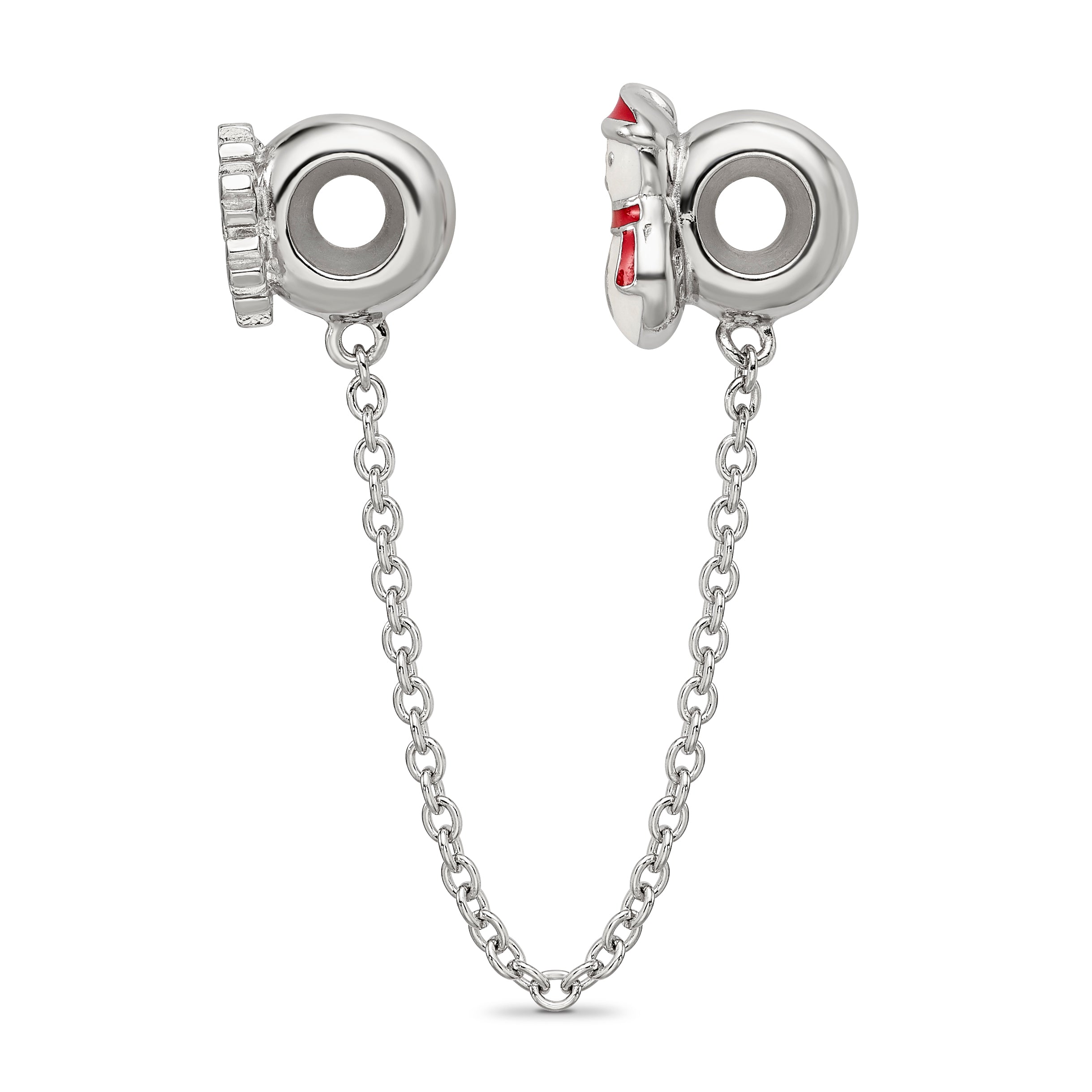 Reflections Sterling Silver Rhodium-plated 3in Security Chain Snowman & flake CZ Bead Secondary image