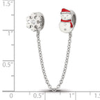 Reflections Sterling Silver Rhodium-plated 3in Security Chain Snowman & flake CZ Bead