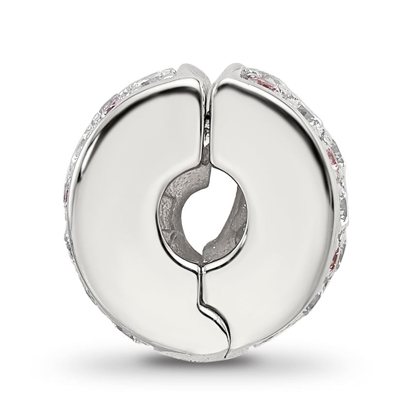 Sterling Silver Reflections Rhodium-plated White & Pink CZ Hinged Bead Secondary image