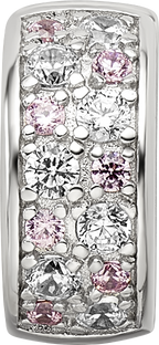 Sterling Silver Reflections Rhodium-plated White & Pink CZ Hinged Bead