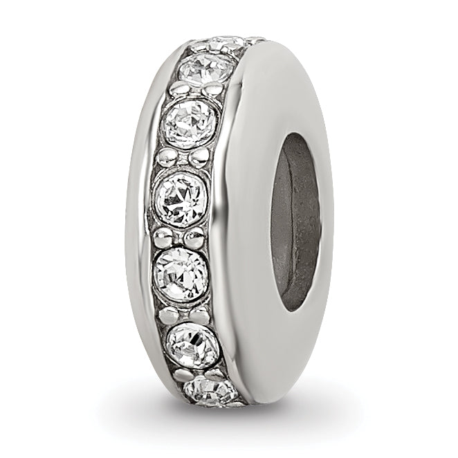Sterling Silver Reflections Crystal Silicone Gripper Bead Main image