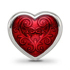 Sterling Silver Reflections Rh-plated Red Enamel Embelishment Bead