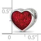 Sterling Silver Reflections Rh-plated Red Enamel Embelishment Bead