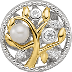Sterling Silver Reflections Rh-plate Gold-tone FWC Pearl & CZ Tree Bead