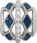 Sterling Silver Reflections Rh-plated Blue Accent & CZ Circle Bead