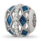 Sterling Silver Reflections Rh-plated Blue Accent & CZ Circle Bead