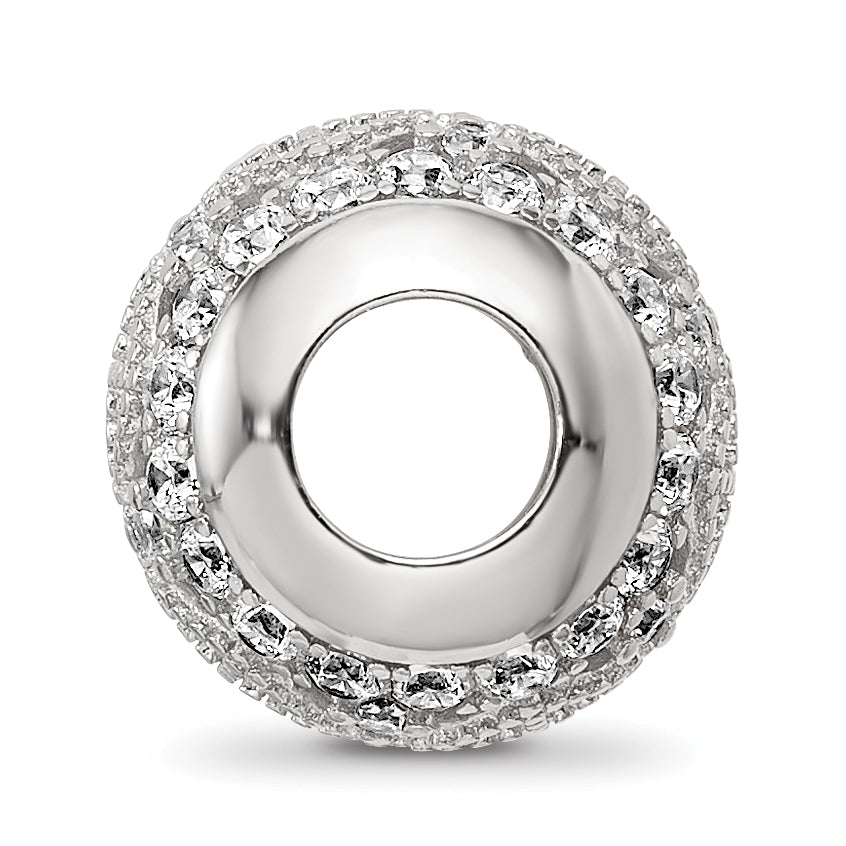 Sterling Silver Reflections Rhodium-plated Laser Cut CZ Bead