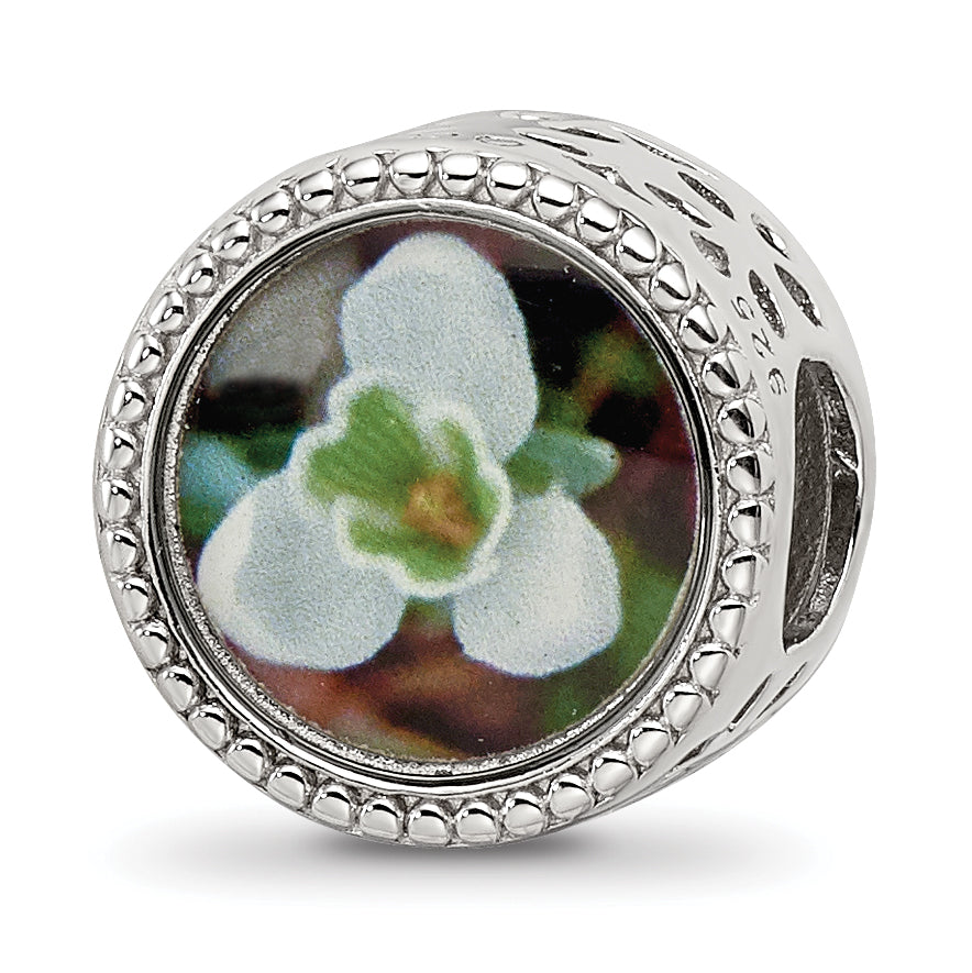 Sterling Silver Reflections Rhodium-plated January Flower Bead Main image