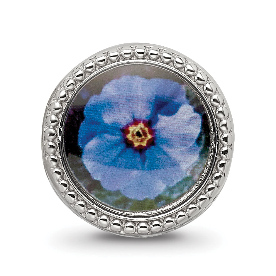 Sterling Silver Reflections Rhodium-plated February Flower Bead