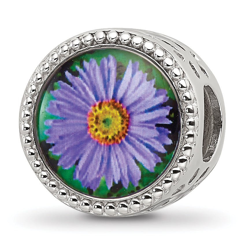 Sterling Silver Reflections Rhodium-plated September Flower Bead Main image