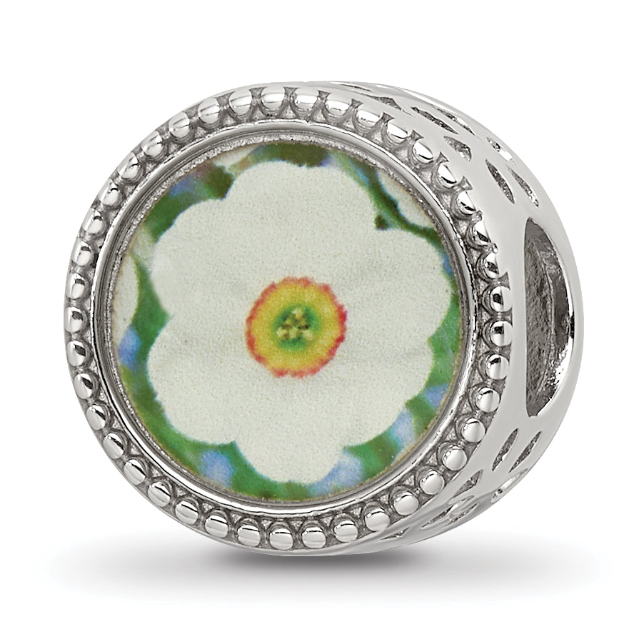 Sterling Silver Reflections Rhodium-plated December Flower Bead Main image
