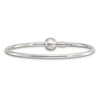 Sterling Silver Reflections Rhodium-plated Bangle with a Circle Clasp Bead