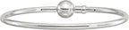 Sterling Silver Reflections Rhodium-plated Bangle with a Circle Clasp Bead - Sophia Jewelers