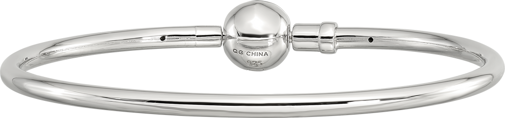 Sterling Silver Reflections Rhodium-plated Bangle with a Circle Clasp Bead