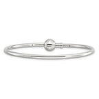 Sterling Silver Reflections Rhodium-plated Bangle with a Circle Clasp Bead