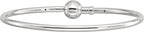 Sterling Silver Reflections Rhodium-plated Bangle with a Circle Clasp Bead - Sophia Jewelers