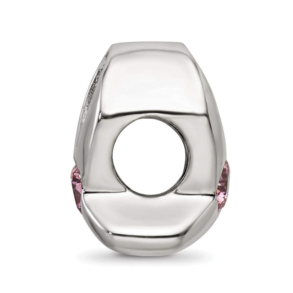 Sterling Silver Reflections Silver Ribbon with Pink CZ Bead Secondary image