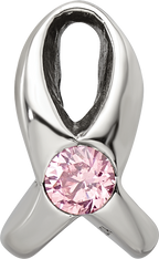 Sterling Silver Reflections Silver Ribbon with Pink CZ Bead