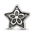 Sterling Silver Reflections Antiqued Star with Flower Kids Bead