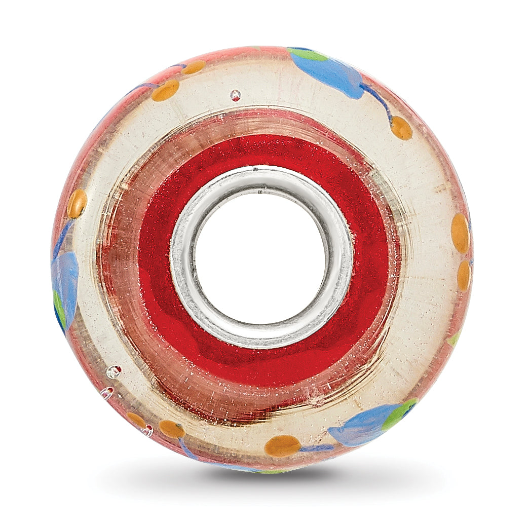 Sterling Silver Reflections Hand Painted Feathers, Clear & Red Glass Bead Secondary image