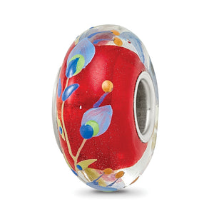 Reflection Beads Sterling Silver Hand-Painted Feathers, Clear & Red Glass Bead - Sophia Jewelers