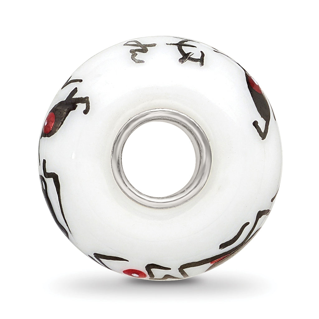 Sterling Silver Reflections Hand Painted Ghouls, White Glass Bead