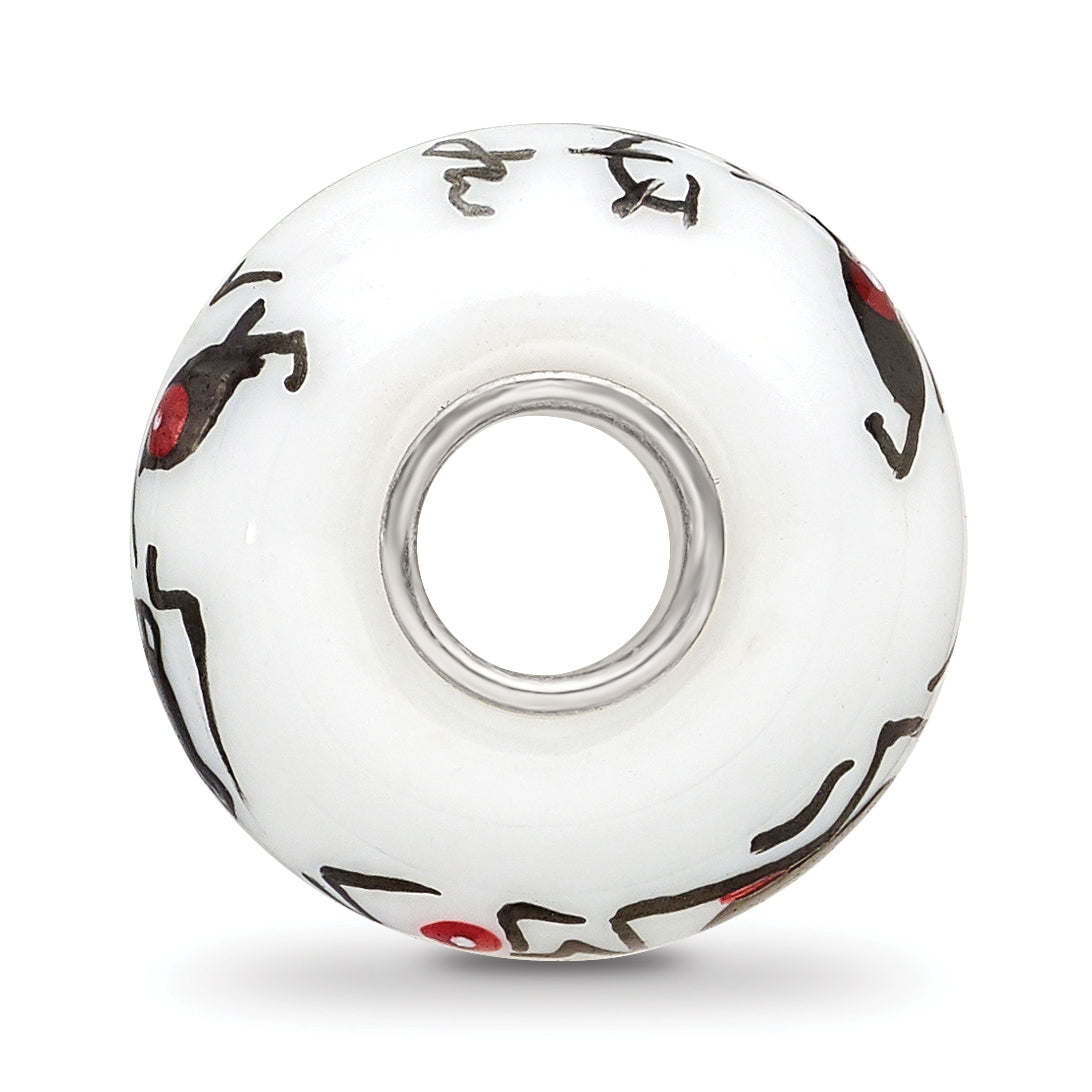 Sterling Silver Reflections Hand Painted Ghouls, White Glass Bead