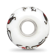 Sterling Silver Reflections Hand Painted Ghouls, White Glass Bead