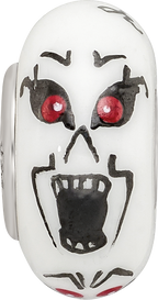 Sterling Silver Reflections Hand Painted Ghouls, White Glass Bead